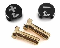 1UP Racing LowPro Bullet Plug Grips W/4mm Bullets (Black/Black)