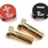 1UP Racing LowPro Bullet Plug Grips W/4mm Bullets (Black/Red)
