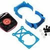 Hot Racing Clip-On Two-Piece Motor Heat Sink W/Fan (Tamiya Blue)