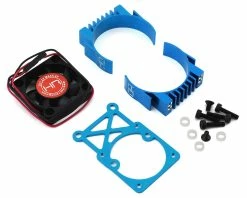 Hot Racing Clip-On Two-Piece Motor Heat Sink W/Fan (Tamiya Blue)