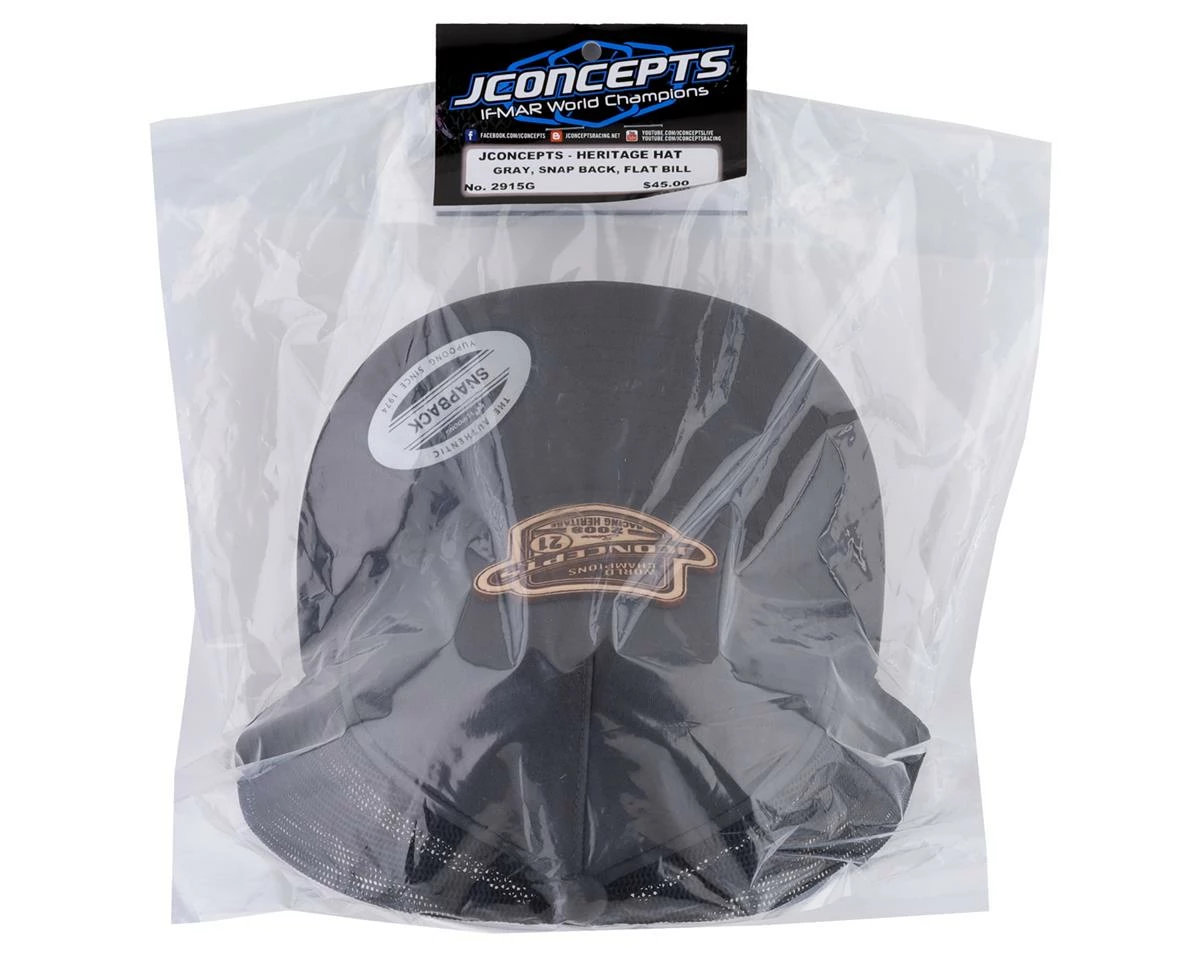 JCONCEPTS Heritage 21 Snapback Flatbill Hat (Gray) (One Size Fits Most) - Image 3