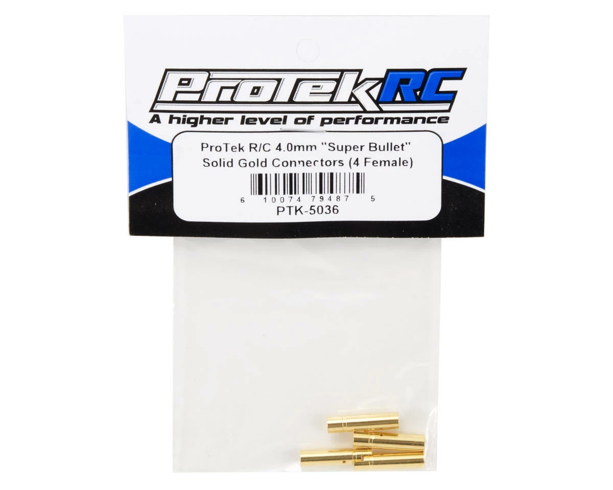 Protek RC 4.0mm "Super Bullet" Solid Gold Connectors (4 Female) - Image 2