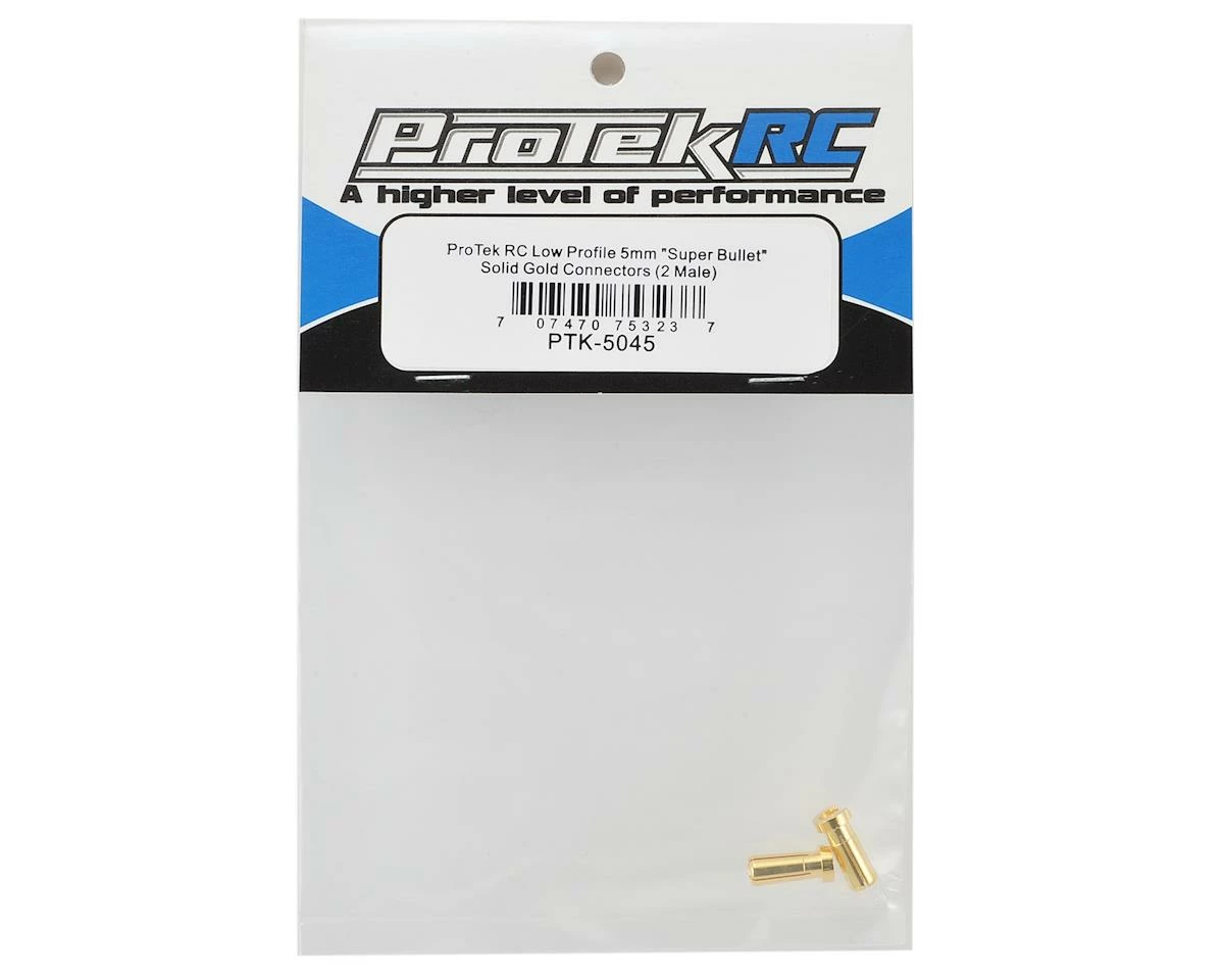 Protek RC Low Profile 5mm "Super Bullet" Solid Gold Connectors (2 Male) - Image 2
