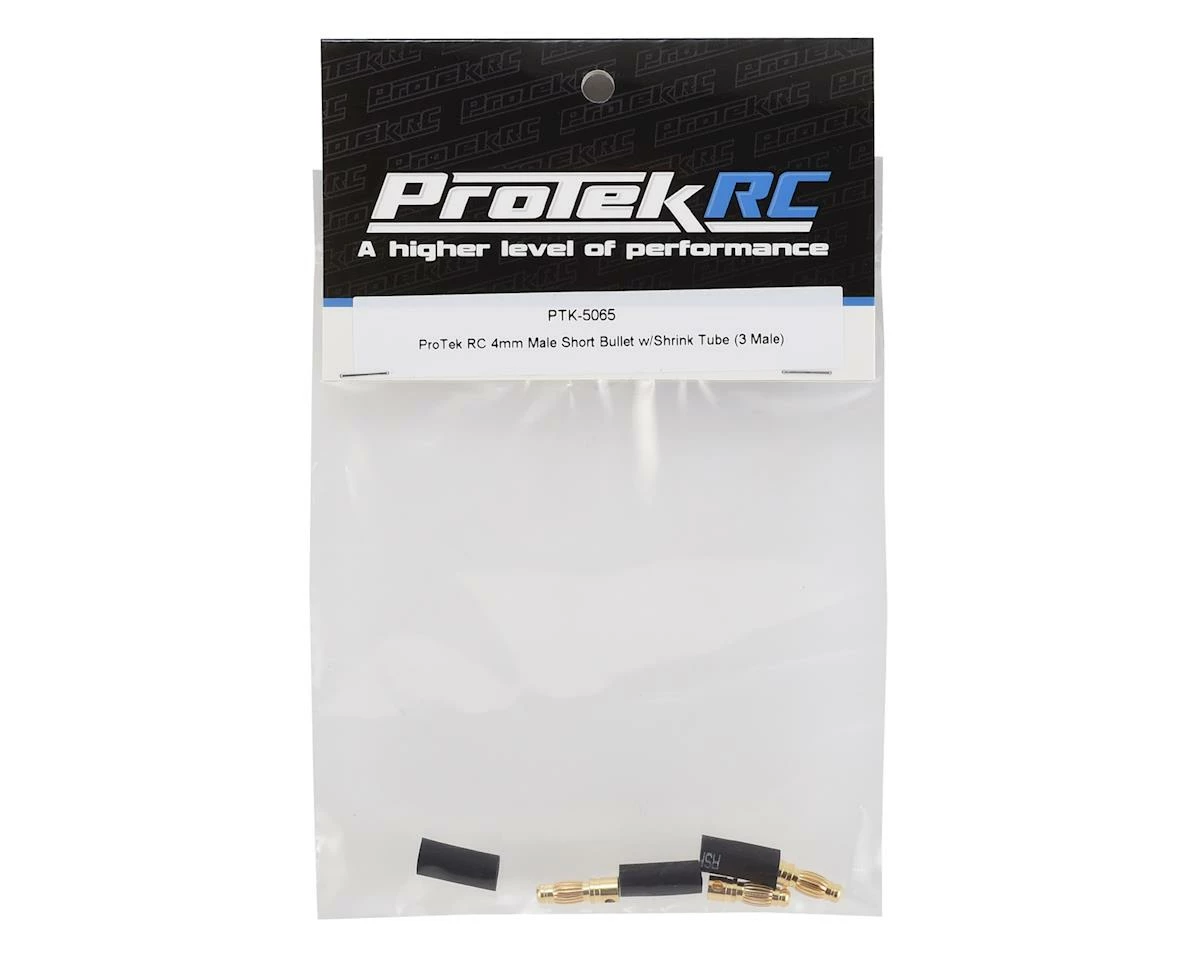 Protek RC 4mm Short Serrated Male Bullet Connector W/Shrink Tube (3) - Image 2