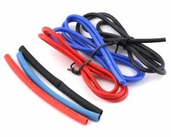 YEAH RACING Silicone Wire Set (Red, Black & Blue) (3) (1.9') (14AWG) W/Heat Shrink