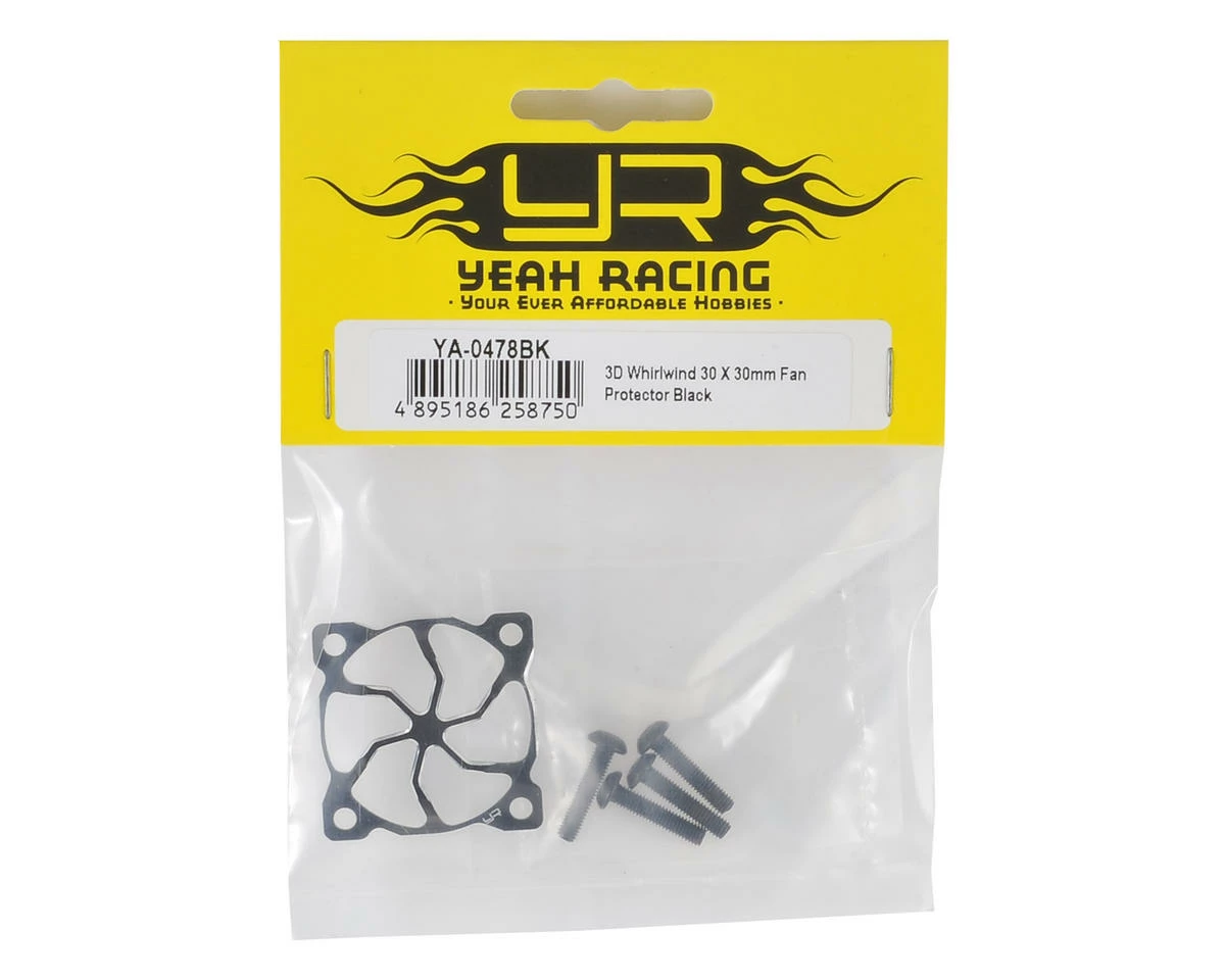 YEAH RACING 30x30mm "3D Whirlwind" Aluminum Fan Protector (Black) - Image 2