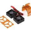 YEAH RACING Aluminum 540/550 Motor Heat Sink W/Twin Tornado Fans (Orange)