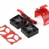 YEAH RACING Aluminum 540/550 Motor Heat Sink W/Twin Tornado Fans (Red)
