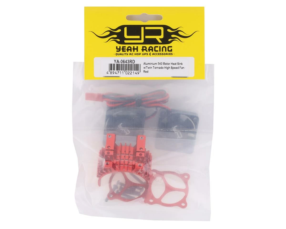 YEAH RACING Aluminum 540/550 Motor Heat Sink W/Twin Tornado Fans (Red) - Image 3
